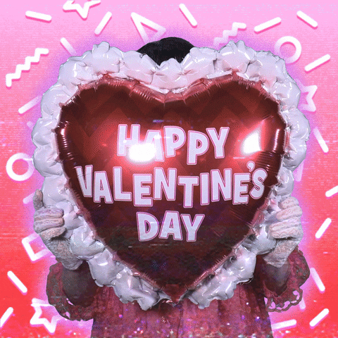 Happy Valentine's Day Gay Holding Heart Balloon GIF