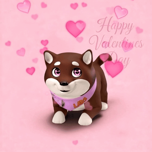 Happy Valentine's Day Greeting Card With Cartoon Dog