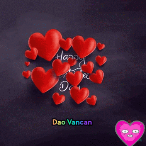 Happy Valentine's Day Greeting Card With Red Hearts GIF