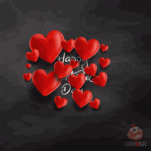 Happy Valentine's Day Greeting Card With Red Hearts GIF