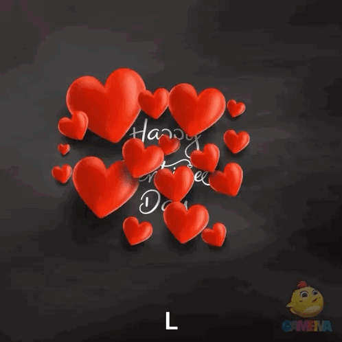Happy Valentine's Day Greeting With Red Hearts GIF