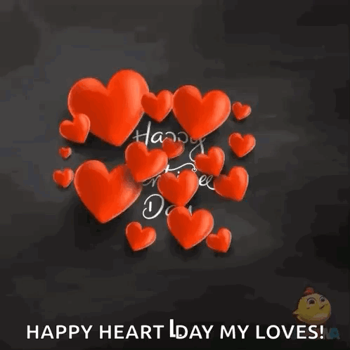 Happy Valentine's Day Happy Heart Day My Loves Red Hearts GIF