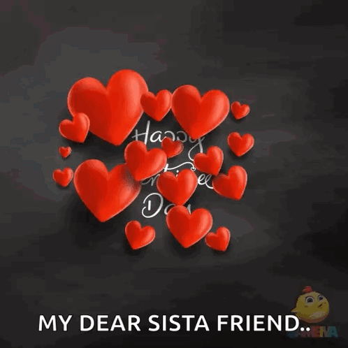 Happy Valentine's Day Dear Sista Friend With Red Hearts GIF