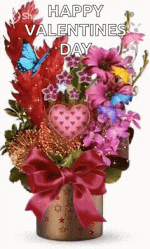 Happy Valentines Day Shimmering Bouquet GIF