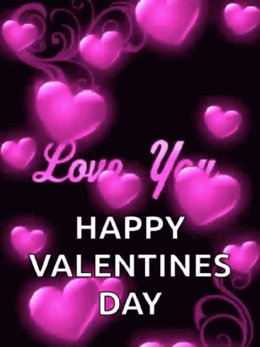 Happy Valentines Falling Purple Hearts GIF
