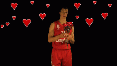 Happy Valentines Day Vladimir Lucic Tossing Flowers GIF
