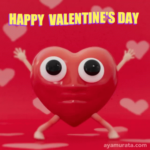 Happy Valentines Day Jumping Heart Animation GIF