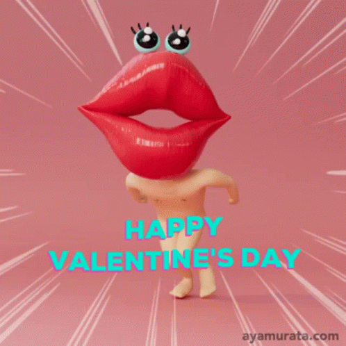 Happy Valentines Day Pouty Lips Animation GIF