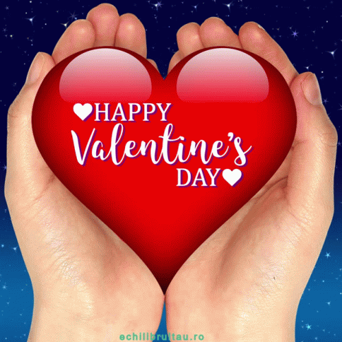 Happy Valentines Heart On Palm GIF