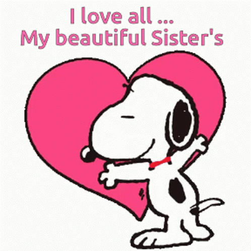 Happy Valentines Day Beautiful Sisters Snoopy GIF
