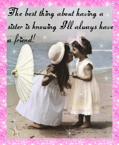 Happy Valentines Day Cute Sisters Kissing GIF