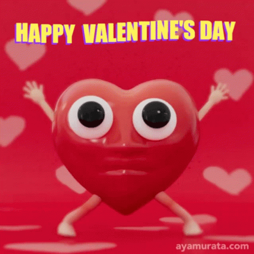 Happy Valentines Day Jumping Heart Animation GIF