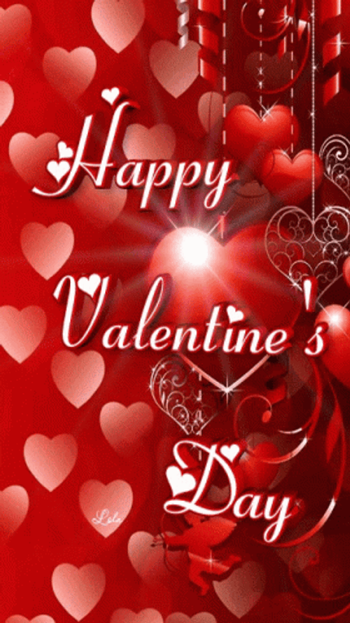 Happy Valentines Day Moving Word Text GIF