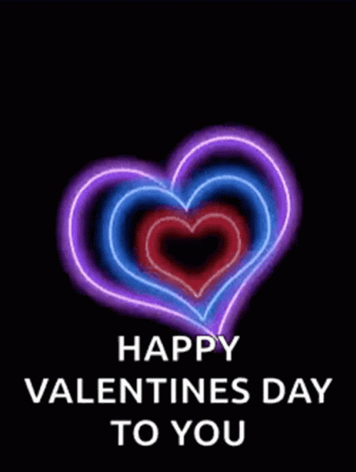Happy Valentines Day Neon Hearts Design GIF