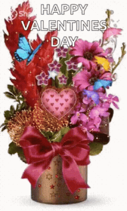 Happy Valentines Day Shimmering Bouquet GIF