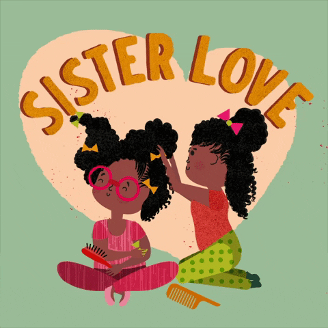 Happy Valentines Day Sisters Fixing Hair Mobile Art GIF