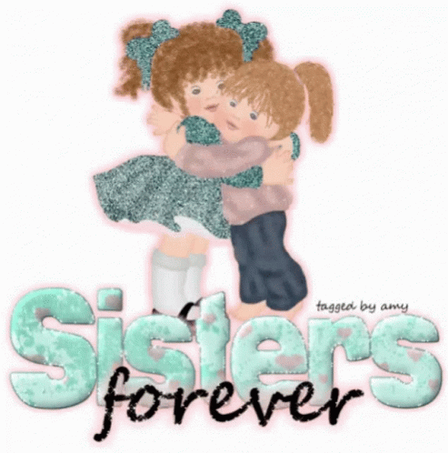 Happy Valentines Day Sisters Forever Glittery Artwork GIF