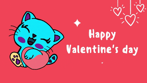 Happy Valentines Day Son Blue Cat Hugging Heart GIF