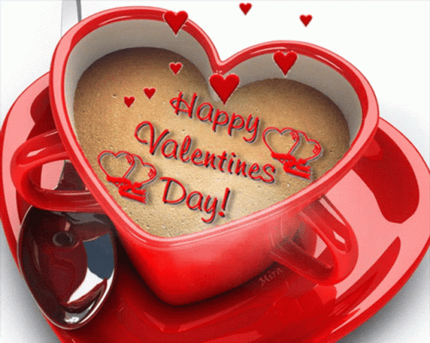Happy Valentines Heart Mug Coffee GIF