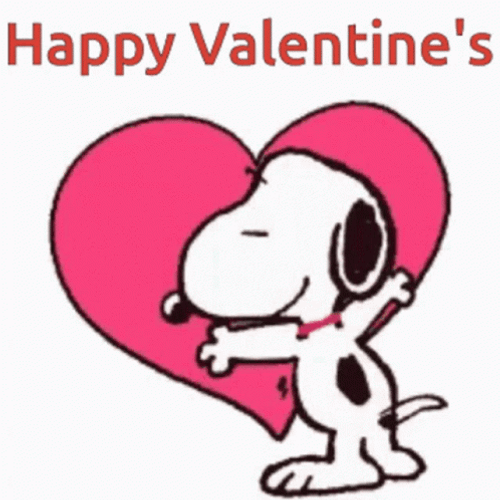 Happy Valentines Snoopy Pink Heart GIF