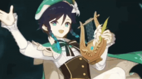 Happy Venti With Her Harp GIF