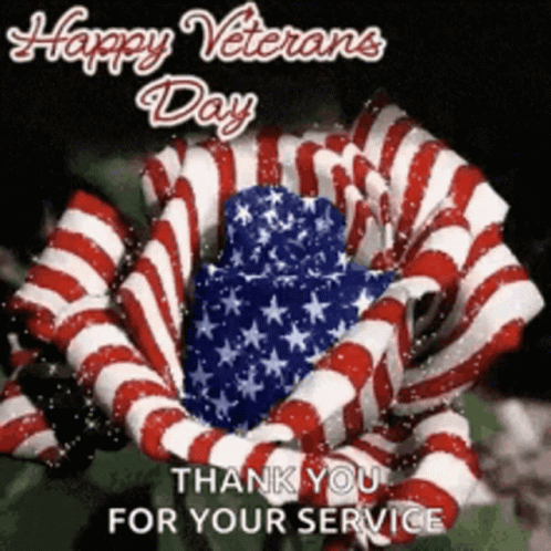 Happy Veterans Day Card with American Flag Flower