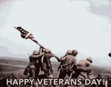 Happy Veterans Day Flag Hoisting GIF