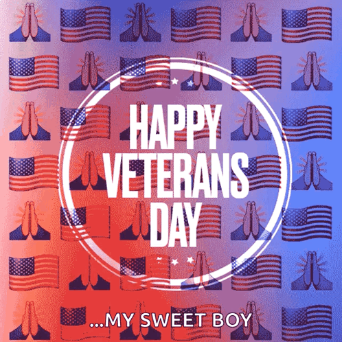 Happy Veterans Day Greeting Card With American Flags