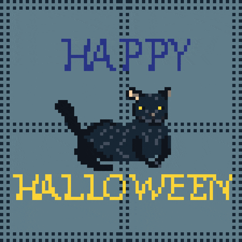 Happy Vintage Halloween Trick Or Treat Cat GIF