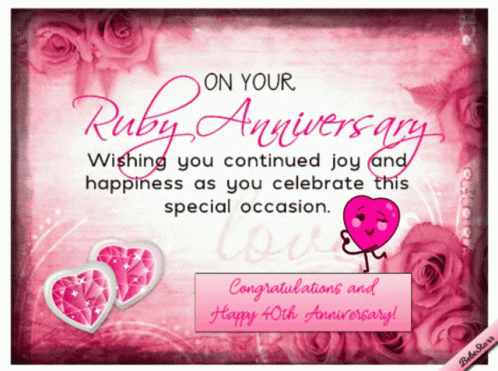 Happy Wedding Anniversary 40th Ruby Celebration GIF