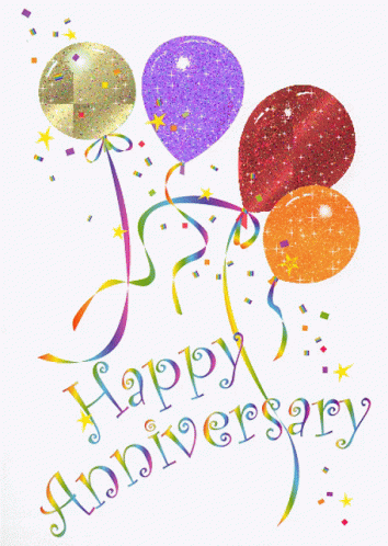 Happy Wedding Anniversary Balloons Glitters GIF