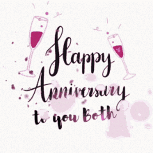Happy Wedding Anniversary Both Wines Confetti GIF