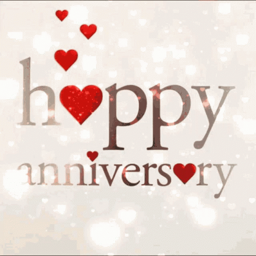Happy Wedding Anniversary Gleaming Hearts GIF