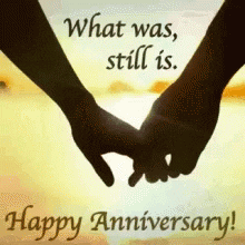 Happy Wedding Anniversary Holding Hands Silhouette GIF