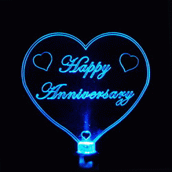 Happy Wedding Anniversary Neon Heart GIF