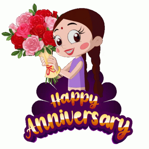 Happy Wedding Anniversary Rose Bouquet Animation GIF
