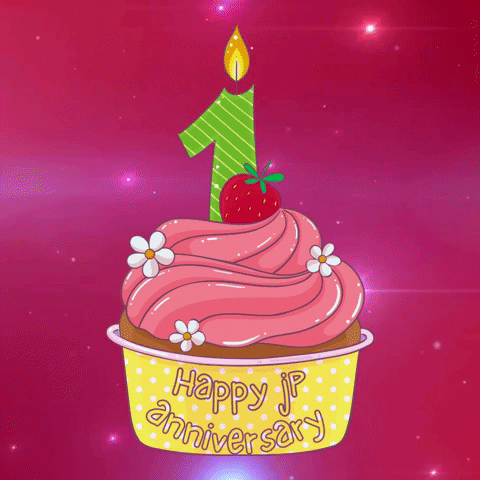 Happy Wedding Anniversary Sparkling Cup Cake GIF