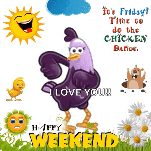 Happy Weekend Dancing Chicken GIF