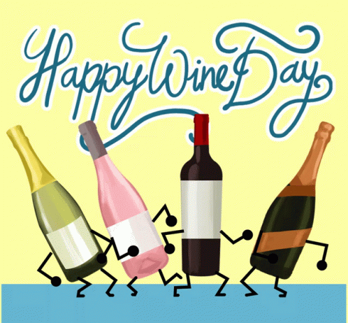 Happy Wine Day Poster With Dancing Bottles GIF