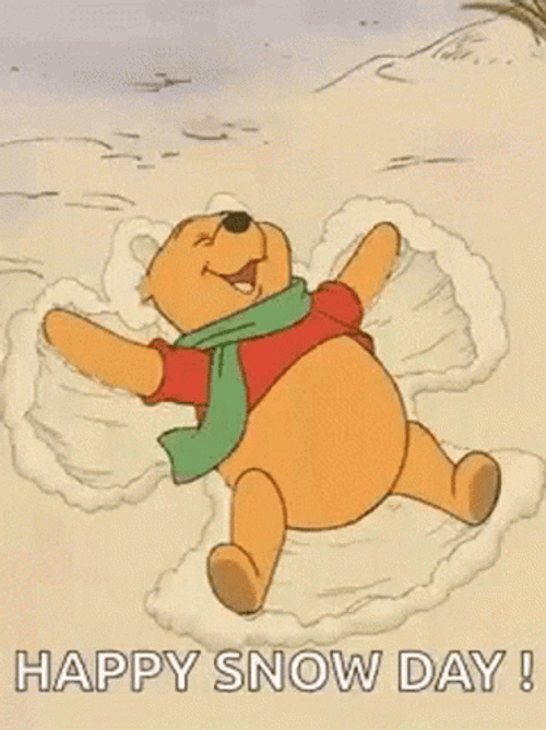 Happy Winnie The Pooh Enjoying Snow Day GIF