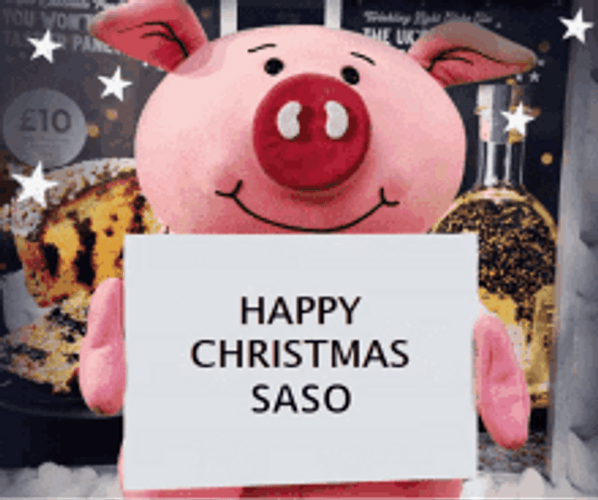 Happy Winter Christmas Cute Pig Wink Stars GIF