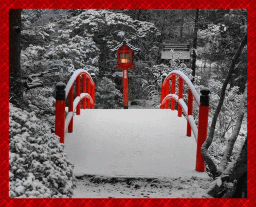 Happy Winter Saturday Red Bridge GIF