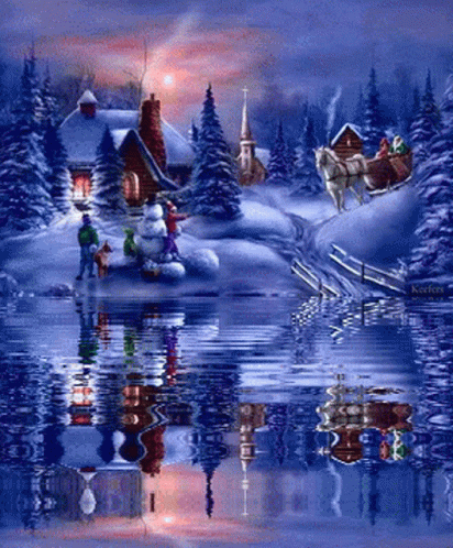 Happy Winter Saturday Scenery Reflection GIF