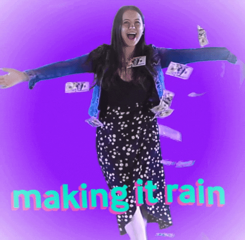 Happy Woman Making It Rain Money GIF