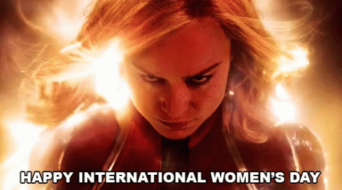 Happy Women's Day Captain Marvel Laser Eyes GIF