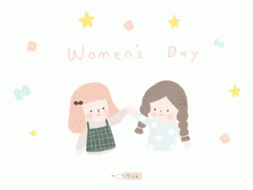 Happy Women's Day Cute Girl Sisters GIF