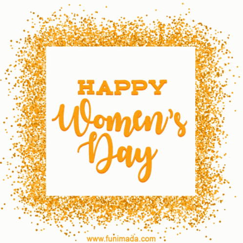 Happy Women's Day Gold Glitters GIF