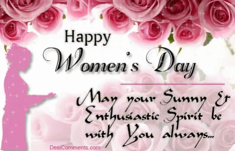 Happy Women's Day Pink Roses GIF
