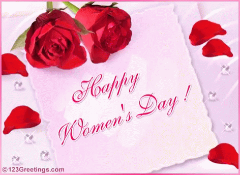 Happy Women's Day Red Roses Letter GIF