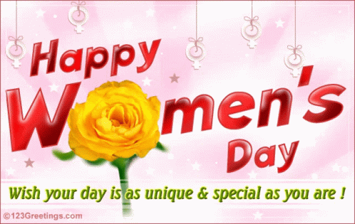 Happy Women's Day Yellow Roses GIF